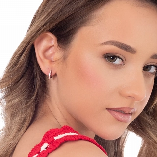 Oxzen σκουλαρίκια κρικάκια μικρά ασημένια με σμάλτο και ζιργκόν