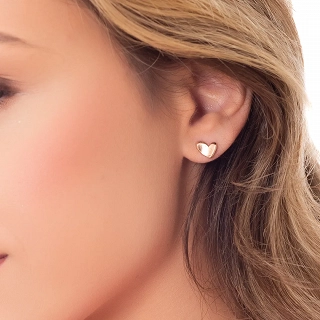 Oxzen σκουλαρίκια καρφωτά ασημένια καρδούλα ματ