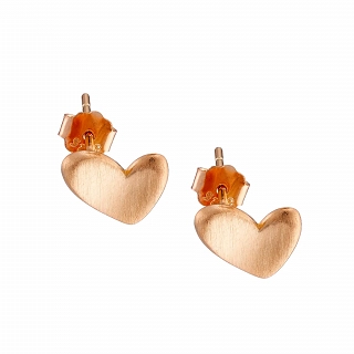 Oxzen σκουλαρίκια καρφωτά ασημένια καρδούλα ματ