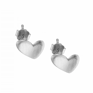 Oxzen σκουλαρίκια καρφωτά ασημένια καρδούλα ματ