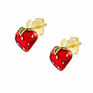 Oxzen ασημένιο σκουλαρίκι παιδικό-εφηβικό επιπλατινωμένο φράουλα