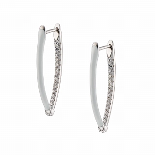 Oxzen σκουλαρίκια κρίκοι ασημένιοι τριγωνικοί με σμάλτο και ζιργκόν