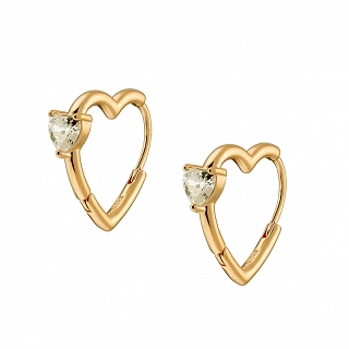 Oxzen σκουλαρίκια κρίκοι ασημένιοι καρδιά με λευκό ζιργκόν