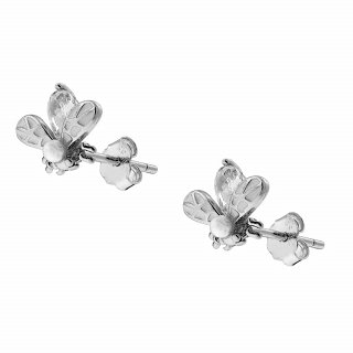 Oxzen σκουλαρίκια καρφωτά ασημένια μέλισσα με ένα λευκό ζιργκόν