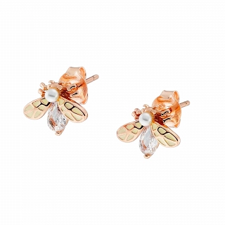 Oxzen σκουλαρίκια καρφωτά ασημένια μέλισσα με ένα λευκό ζιργκόν