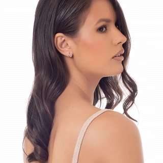 Oxzen σκουλαρίκια κρικάκια μικρά ασημένια με καρδιά ζιργκόν