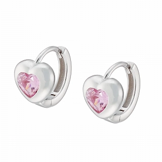 Oxzen σκουλαρίκια κρικάκια μικρά ασημένια με καρδιά ζιργκόν