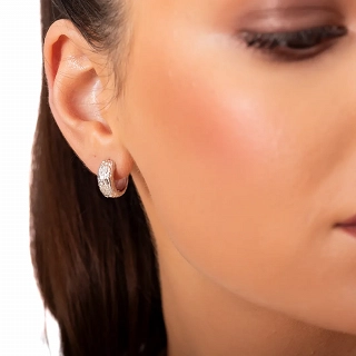 Oxzen γυναικείο σκουλαρίκι ασημένιο κρίκος φαρδύς σαγρέ 13mm