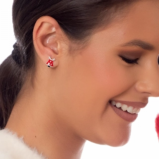 Oxzen  ασημένιο σκουλαρίκι καμπάνα χριστουγέννων