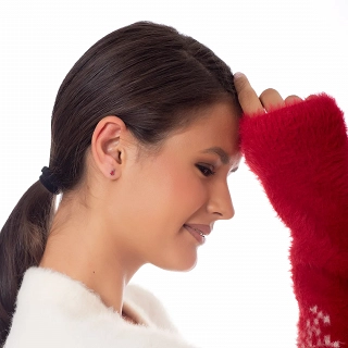 Oxzen ασημένιο σκουλαρίκι μικρό χριστουγεννιάτικο δέντρο