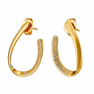 Oxzen σκουλαρίκι ασημένιο κρίκος με λευκά ζιργκόν