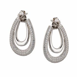 Oxzen σκουλαρίκι ασημένιο με λευκά ζιργκόν