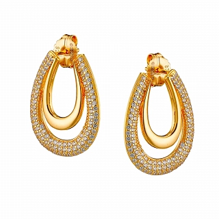 Oxzen σκουλαρίκι ασημένιο με λευκά ζιργκόν