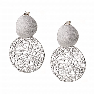 Oxzen σκουλαρίκι ασημένιο μακρύ με κύκλους