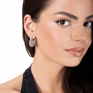 Oxzen σκουλαρίκι ασημένιο κρίκος με ιδιαίτερο σχέδιο