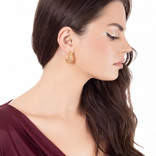 Oxzen σκουλαρίκι ασημένιο κρίκος με ιδιαίτερο σχέδιο