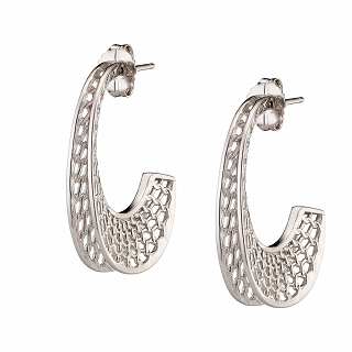 Oxzen σκουλαρίκι ασημένιο κρίκος με ιδιαίτερο σχήμα