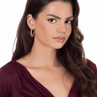 Oxzen σκουλαρίκι ασημένιο κρίκος με ιδιαίτερο σχήμα