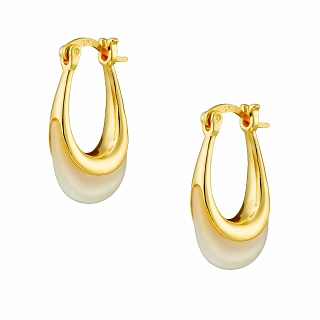 Oxzen ασημένιο σκουλαρίκι κρίκος επιχρυσωμένος με όνυχα χειροποίητο