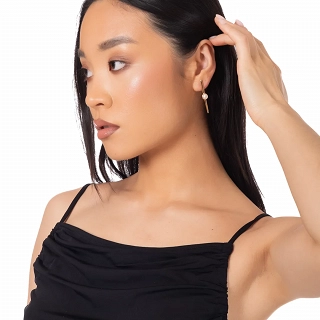 Oxzen ασημένιο σκουλαρίκι επιχρυσωμένο με πέρλα χειροποίητο