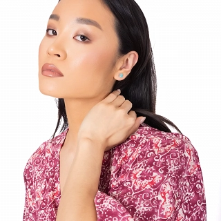 Oxzen ασημένιο σκουλαρίκι καρφωτό μαίανδρος με γαλάζιο οπάλιο