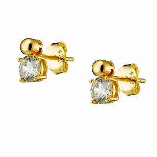 Oxzen ασημένιο σκουλαρίκι καρφωτό με λευκό ζιργκόν