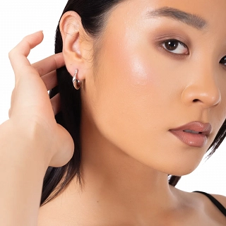 Oxzen ασημένιο σκουλαρίκι κρίκος με σχέδιο