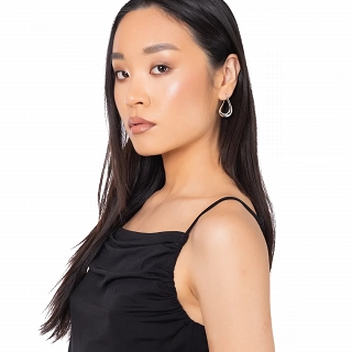 Oxzen ασημένιο σκουλαρίκι κρίκος με ιδιαίτερο σχήμα