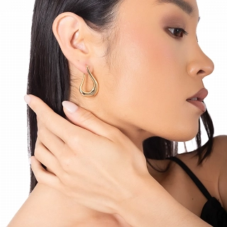 Oxzen ασημένιο σκουλαρίκι κρίκος με ιδιαίτερο σχήμα