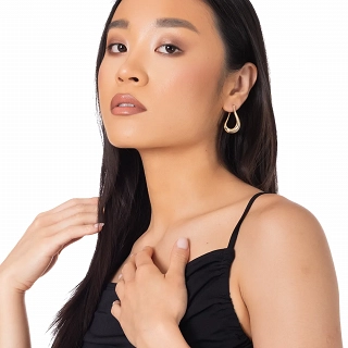 Oxzen ασημένιο σκουλαρίκι κρίκος με ιδιαίτερο σχήμα