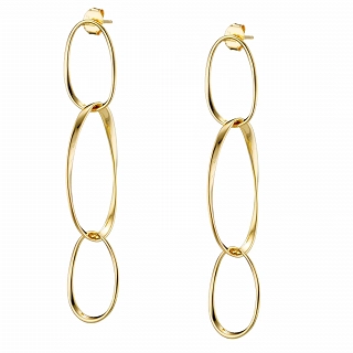 Oxzen ασημένιο σκουλαρίκι μακρύ με κρίκους