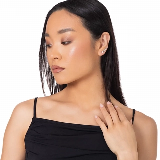 Oxzen σκουλαρίκι ασημένιο ear climber με λευκά ζιργκόν