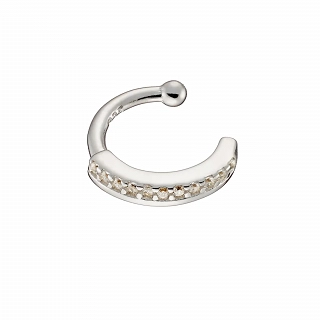 Oxzen σκουλαρίκι ασημένιο Ear Cuff με λευκά ζιργκόν