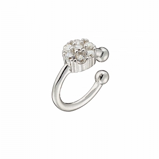 Oxzen σκουλαρίκι ασημένιο Ear Cuff με λευκά ζιργκόν