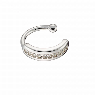 Oxzen σκουλαρίκι ασημένιο Ear Cuff με λευκά ζιργκόν