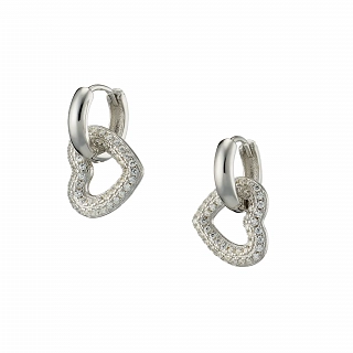 Oxzen ασημένιο σκουλαρίκι κρίκος με καρδιά