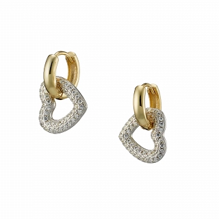 Oxzen ασημένιο σκουλαρίκι κρίκος με καρδιά