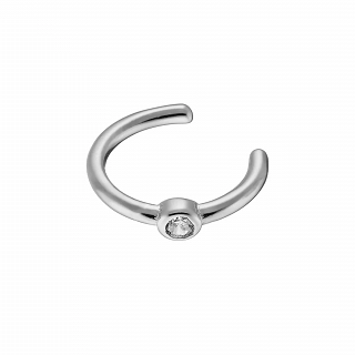 Oxzen σκουλαρίκι ασημένιο Ear Cuff με λευκό ζιργκόν