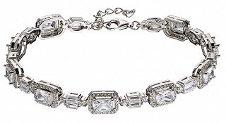 Oxzen βραχιόλι ασημένιο ριβιέρα με τετράγωνες πέτρες ζιργκόν