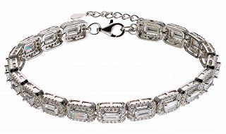 Oxzen βραχιόλι ασημένιο ριβιέρα με τετράγωνες μπαγέτες ζιργκόν