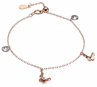 Oxzen βραχιόλι ασημένιο πεταλούδες και πέτρες ζιργκόν