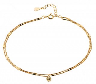 Oxzen αλυσίδα ποδιού ασημένια διπλή με πέτρα ζιργκόν