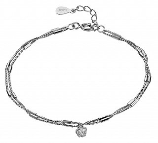 Oxzen βραχιόλι ασημένιο διπλό με πέτρα ζιργκόν