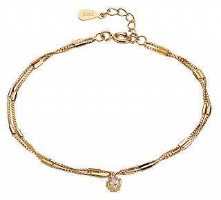 Oxzen βραχιόλι ασημένιο διπλό με πέτρα ζιργκόν