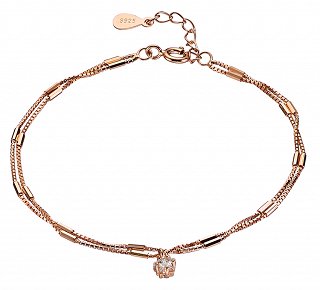 Oxzen βραχιόλι ασημένιο διπλό με πέτρα ζιργκόν