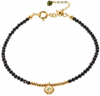 Oxzen βραχιόλι ασημένιο με πέτρες σπινέλιο και μαργαριτάρι