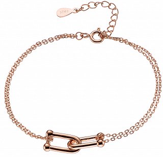 Oxzen βραχιόλι ασημένιο σε ροζ χρυσό διπλό