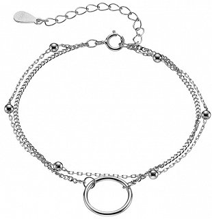 Oxzen βραχιόλι ασημένιο αλυσίδα διπλή με κύκλο