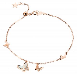 Oxzen βραχιόλι ασημένιο με πεταλούδες από φίλντισι