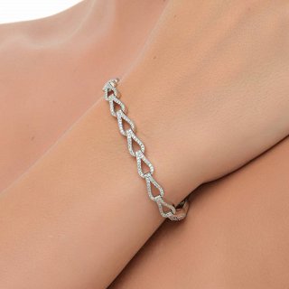 Oxzen βραχιόλι ασημένιο ριβιέρα με πέτρες ζιργκόν